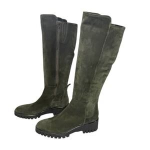 Dusano Women’s Size 38 Knee-High Suede Boots – Olive Green – Made in Romania